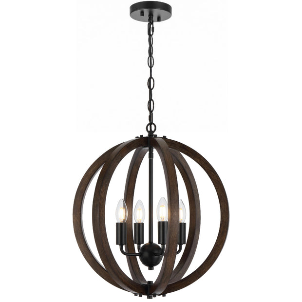 Vestal 4lt Pendant Black with Timber