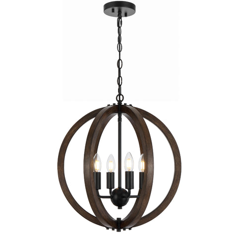 Vestal 4lt Pendant Black with Timber