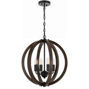 Vestal 4lt Pendant Black with Timber