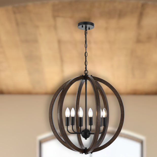 Vestal 6lt Pendant Black with Timber