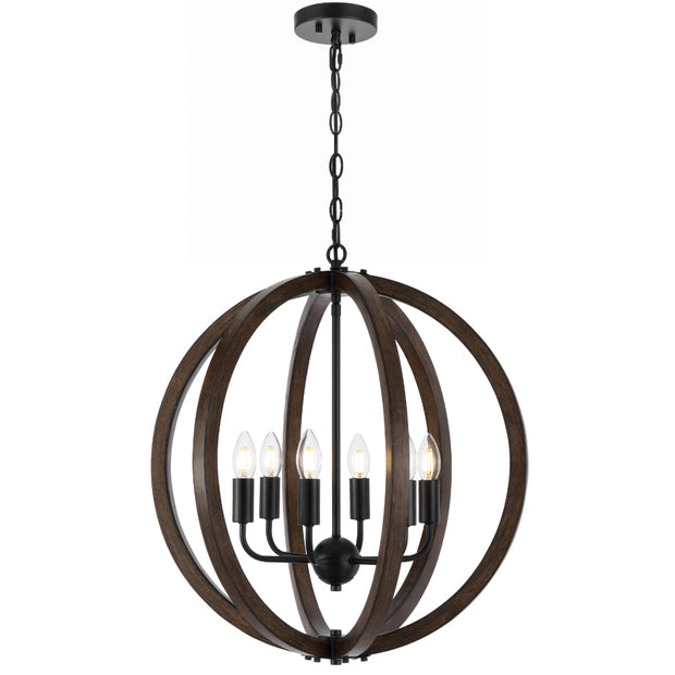 Vestal 6lt Pendant Black with Timber