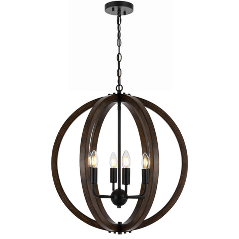 Vestal 6lt Pendant Black with Timber