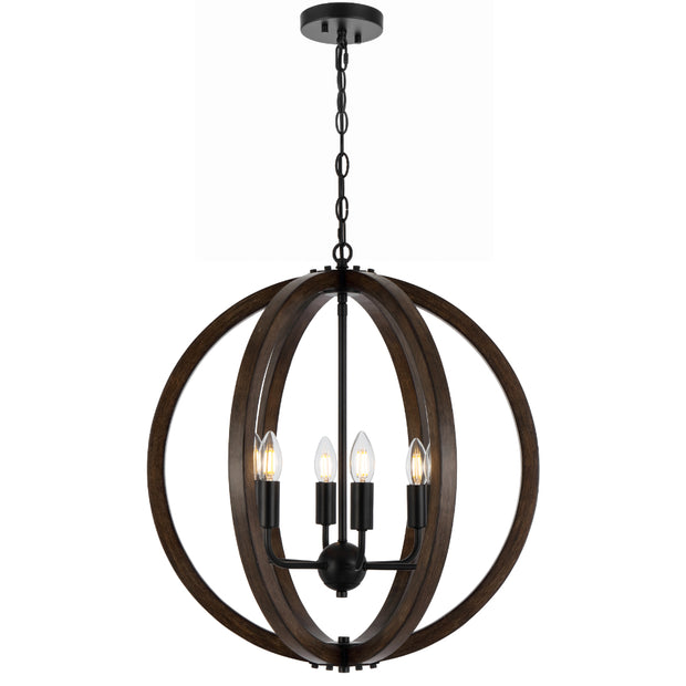 Vestal 6lt Pendant Black with Timber