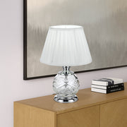 Vivian Table Lamp Chrome and Glass with White Shade