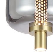 VOLEN 5x8w LED 3000K Black and Gold with Smoke Glass Pendant