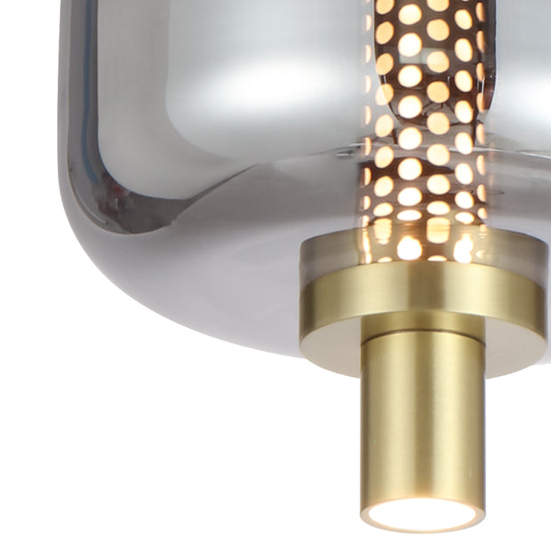 VOLEN 5x8w LED 3000K Black and Gold with Smoke Glass Pendant