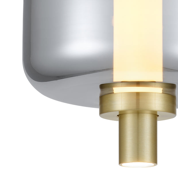 VOLEN 5x8w LED 3000K Black and Gold with Smoke Glass Pendant