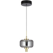 VOLEN 8w LED 3000K Black and Gold with Smoke Glass Single Pendant