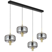 VOLEN 4x8w LED 3000K Black and Gold with Smoke Glass Linear Pendant