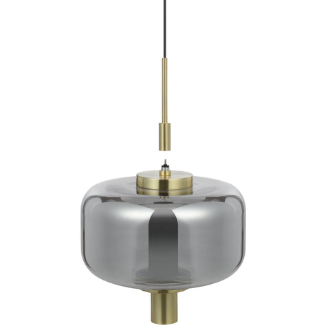 VOLEN 4x8w LED 3000K Black and Gold with Smoke Glass Linear Pendant