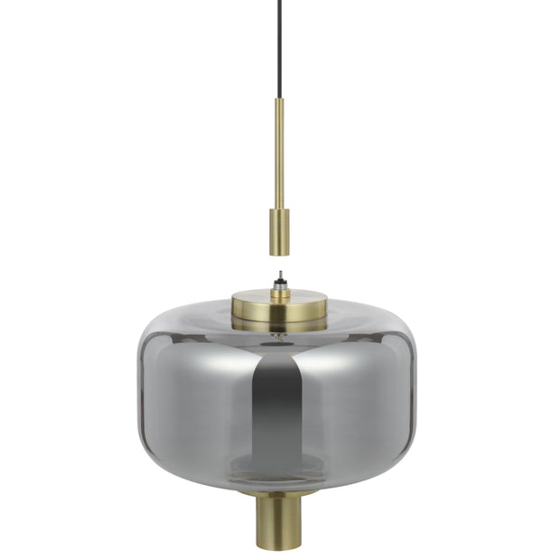 VOLEN 5x8w LED 3000K Black and Gold with Smoke Glass Pendant