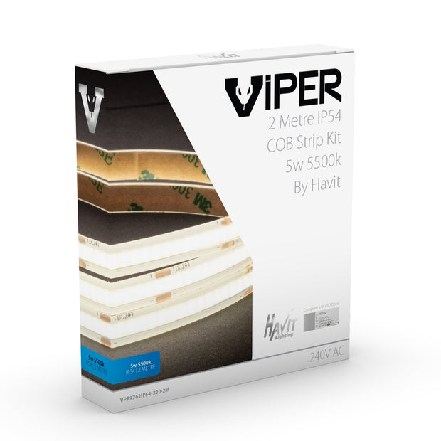 Viper 5w/Metre Dimmable 5500K Daylight Complete IP54 2M LED Strip Kit