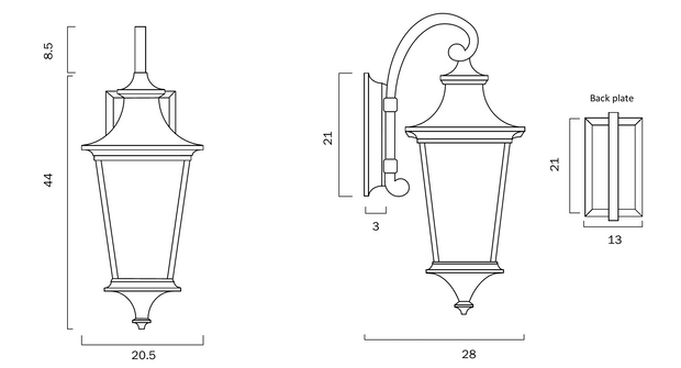 Westin E27 IP44 Exterior Wall Light Black/Frost