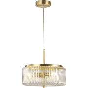 Whistler 3lt Pendant Gold with Clear Ribbed Glass