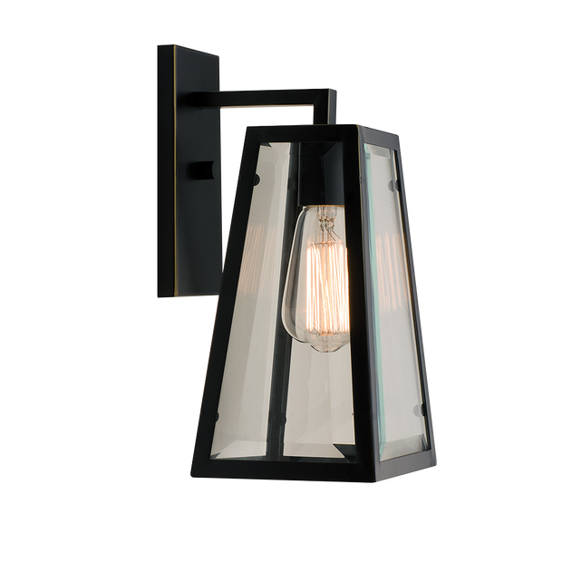 WL-F10-BZ Frustum Wall Light with Bevelled Tapered Glass Panels Black Bronze