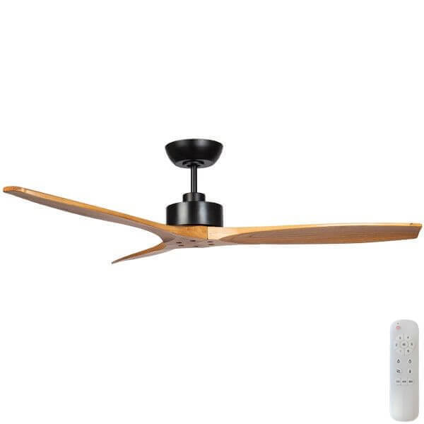 Wynd 54 DC Ceiling Fan Black and Handcrafted Teak Blades