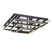 ZAFRA 40W LED CCT 3 Tier Black Chrome with Crystal Details SQUARE CTC
