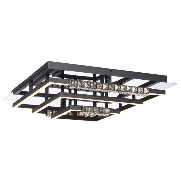 ZAFRA 40W LED CCT 3 Tier Black Chrome with Crystal Details SQUARE CTC