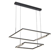 ZAFRA 40W LED CCT 2 Tier Black with Crystal Details Square Pendant
