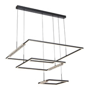 ZAFRA 80W LED CCT 3 Tier Black with Crystal Details Square Pendant