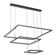 ZAFRA 80W LED CCT 3 Tier Black with Crystal Details Square Pendant