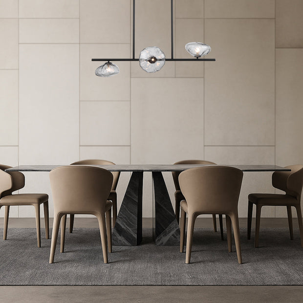 Zecca Horizontal 3 Light Pendant Black and Smoked Glass