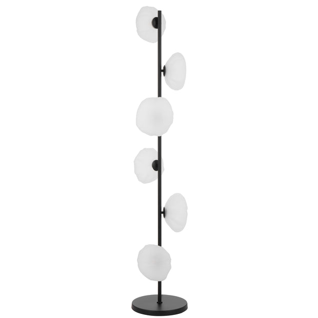 Zecca 6 Light Floor Lamp Black and Frosted Glass
