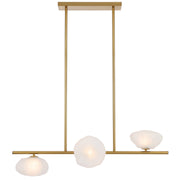 Zecca Horizontal 3 Light Pendant Antique Gold and Frosted Glass