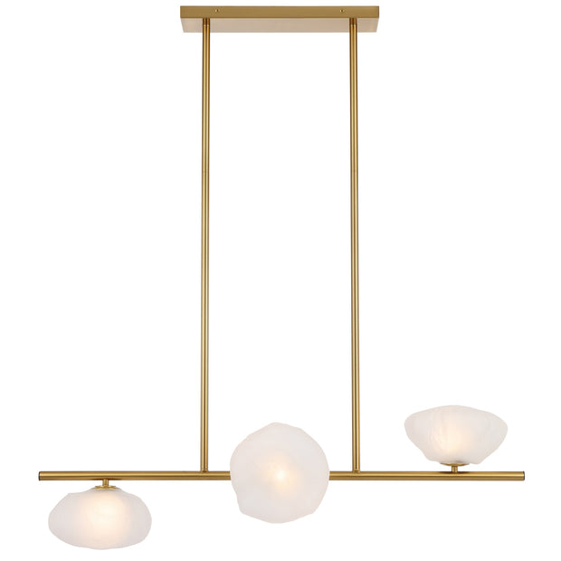 Zecca Horizontal 3 Light Pendant Antique Gold and Frosted Glass