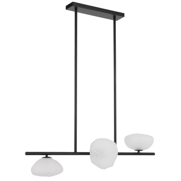 Zecca Horizontal 3 Light Pendant Black and Frosted Glass
