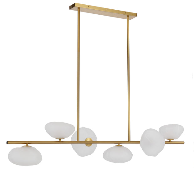 Zecca 6 Light Pendant Antique Gold and Frosted Glass