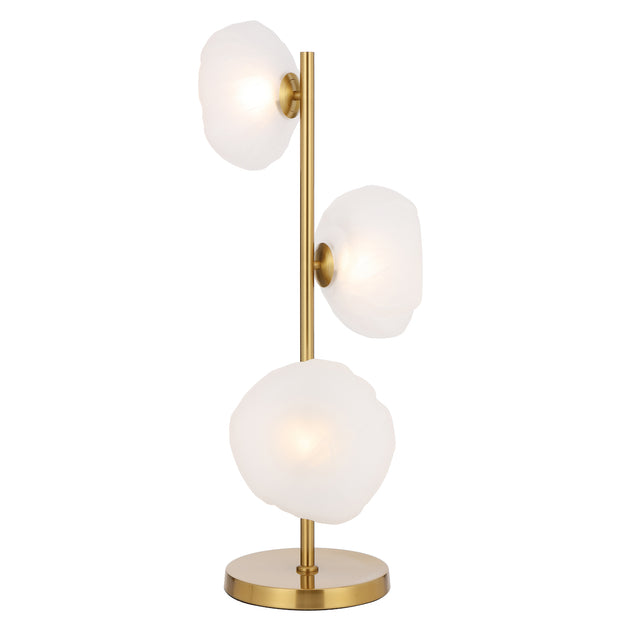 Zecca 3 Light Table Lamp Antique Gold and Frosted Glass