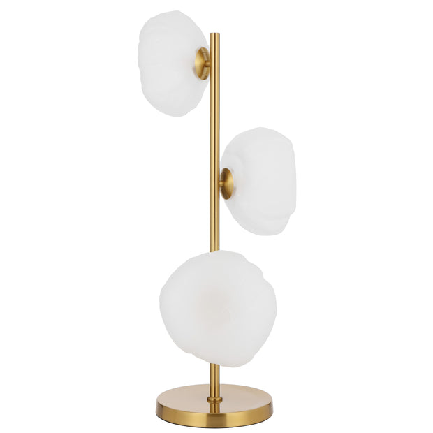 Zecca 3 Light Table Lamp Antique Gold and Frosted Glass
