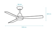 Zorro DC 1220mm ABS 3 Fast Fix Blade Remote Control Ceiling Fan Only Matt White