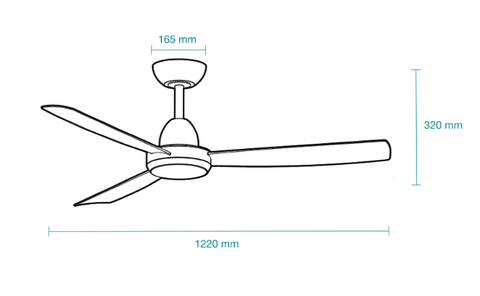Zorro DC 1220mm ABS 3 Fast Fix Blade Remote Control Ceiling Fan Only Matt White