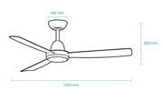 Zorro DC 1220mm ABS 3 Fast Fix Blade Remote Control Ceiling Fan With 18W Dimmable Tricolour LED Light Matt White