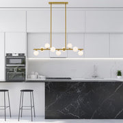Moran 9 Light Antique Gold/Opal Pendant