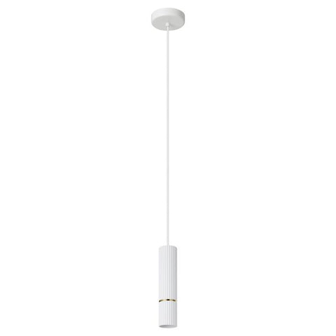 CAMINIA 5W GU10 LED CCT White/Brass Single Ribbed Pendant