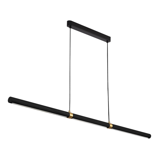 Aquila 32w LED CCT 2000mm Black Ash/ Black Natural Timber Linear Pendant