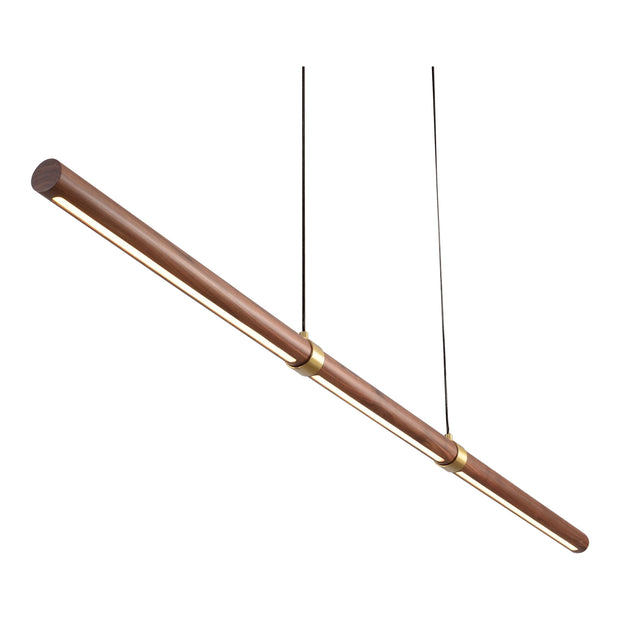Aquila 32w LED CCT 2000mm Walnut/ Black Natural Timber Linear Pendant