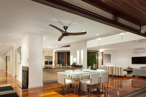 Aqua v2 52 IP66 DC Ceiling Fan Matt Black and Koa