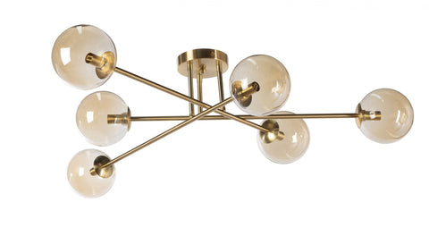 Arezzo 6 light gold and clear glass pendant