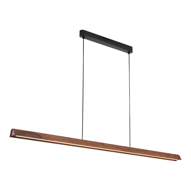 Avocent 32w LED CCT 2000mm Walnut/ Black Natural Timber Linear Pendant