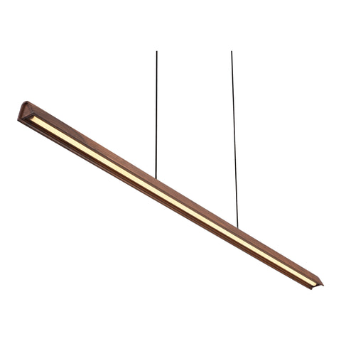 Avocent 32w LED CCT 2000mm Walnut/ Black Natural Timber Linear Pendant