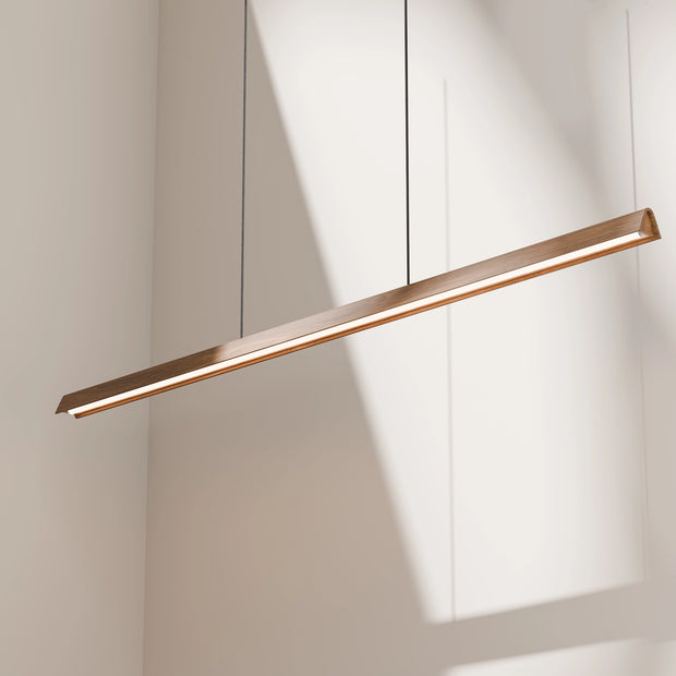 Avocent 32w LED CCT 2000mm Walnut/ Black Natural Timber Linear Pendant