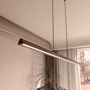 Avocent 32w LED CCT 2000mm Walnut/ Black Natural Timber Linear Pendant