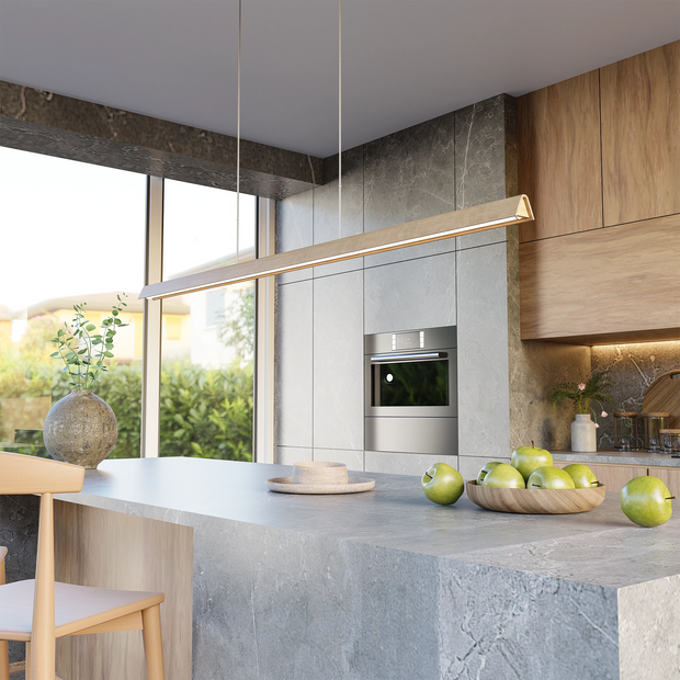 Avocent 32w LED CCT 2000mm Ash/White Natural Timber Linear Pendant