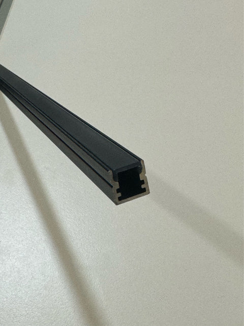 Aluminium Extrusion 2m Surface Mount Profile Black mini 10 x 10mm profile with black diffuser