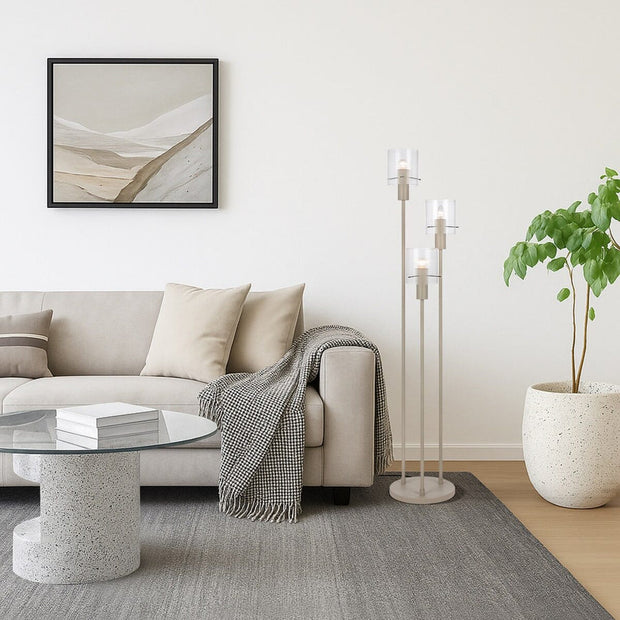 Mika Floor Lamp Grey with Clear