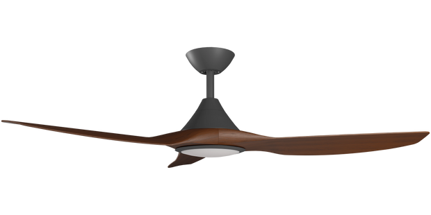 Cloudfan 52 Inch WiFi DC Ceiling Fan with 20W CCT LED Black with Koa Blades